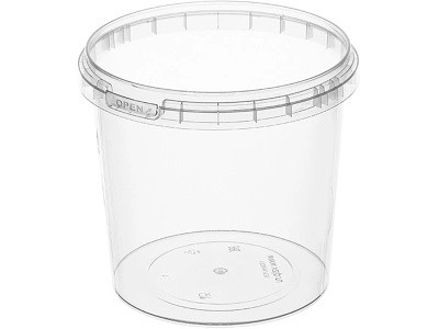 Ведро 1л. круглое, d-131мм, с прозрачной крышкой, код: 28880