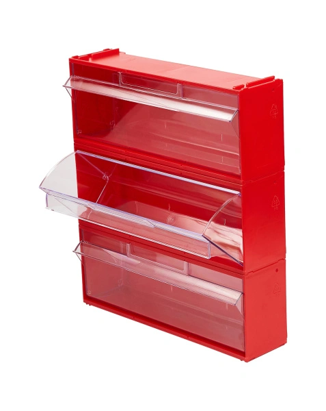 Короб откидной Стелла-техник F-300-1 , 300х96х112мм, красный, прозрачный