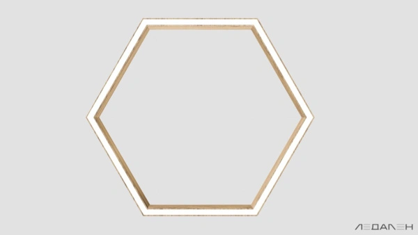 Шестиугольный светильник WOOD HEXAGON 6000K 80W, корпус Ясень оливковый