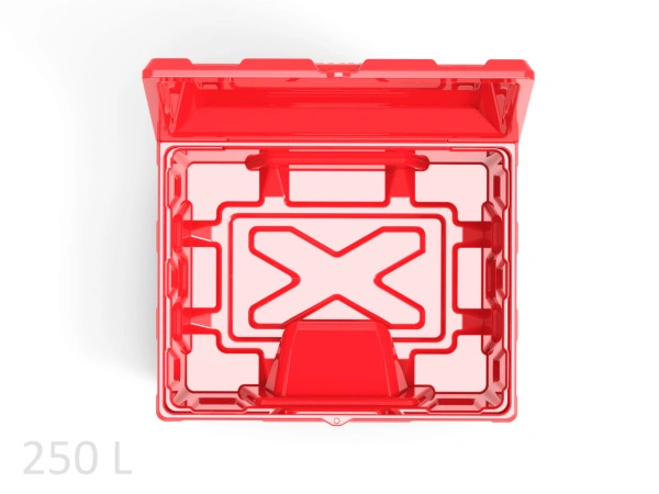 Ящик 250 литров с дозатором красный