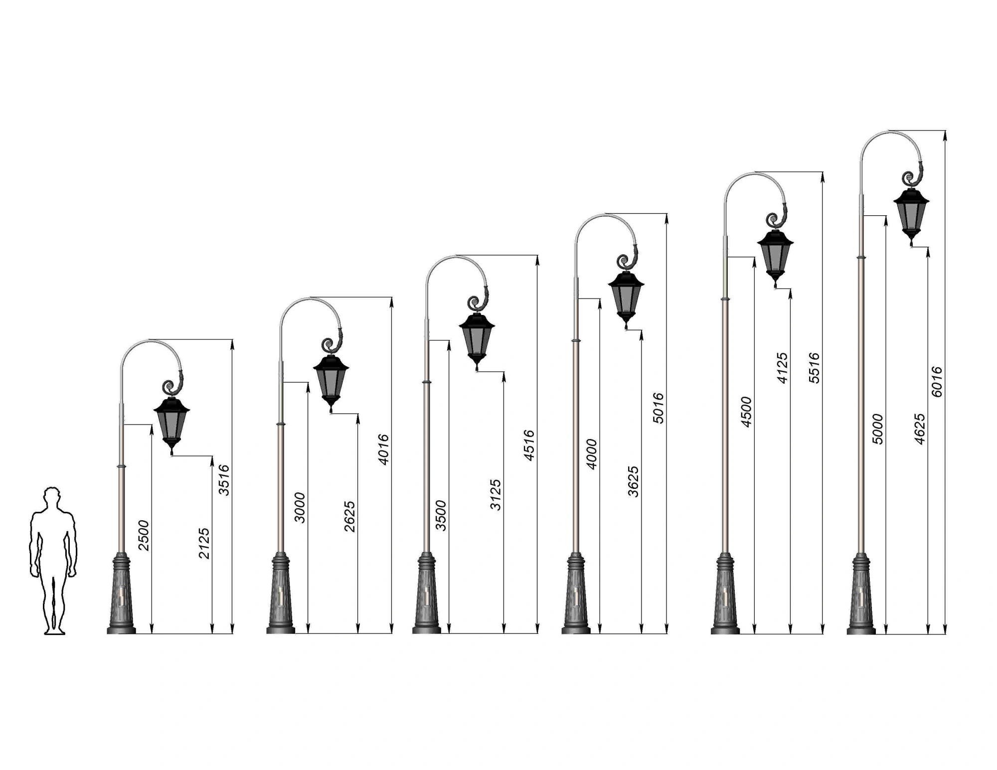 Фонарный столб Л-01 со светильником 3,516 м