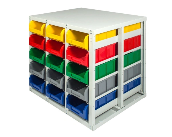 Стеллаж с направляющими мобильный, двусторонний, Стелла-техник V3-30-150-И 30 ячеек, грузоподъемность 400кг