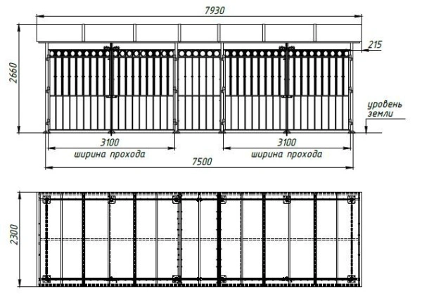 Контейнерная площадка для ТБО «МАФ - 7» 3,2 м (на 2 евроконтейнера)