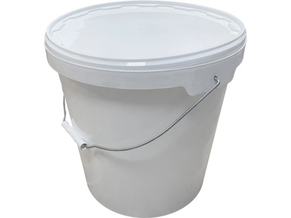 Ведро 21,3л круглое с металлической ручкой с белой крышкой, код: 36214