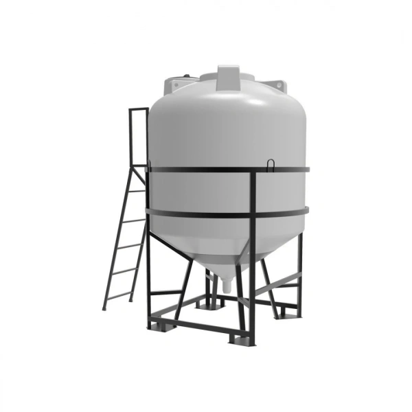 Емкость ЦКТ 5000 л с патрубком 110мм под плотность до 1,2 г/см³ белая в обрешетке с лестницей